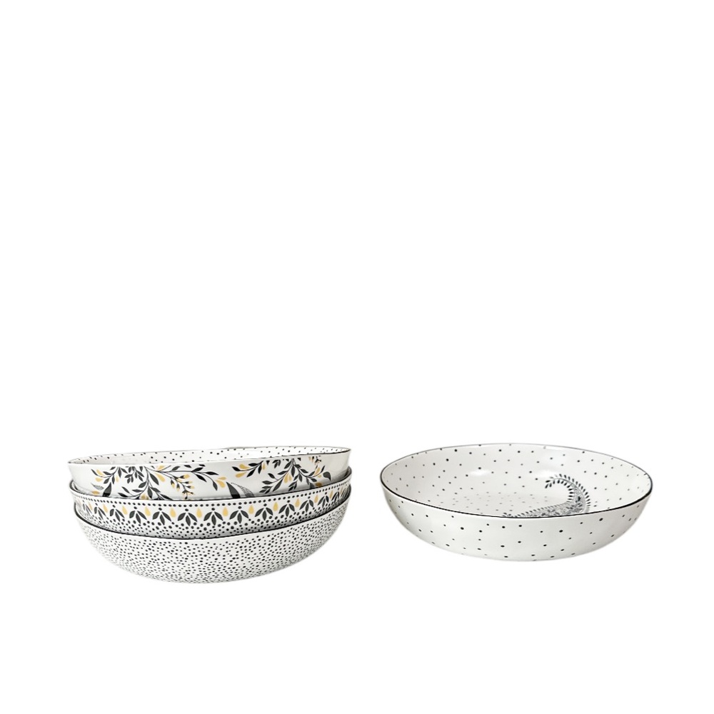 NEW Portmeirion ARTISANNE NOIR Pasta/Salad Bowls Set/4